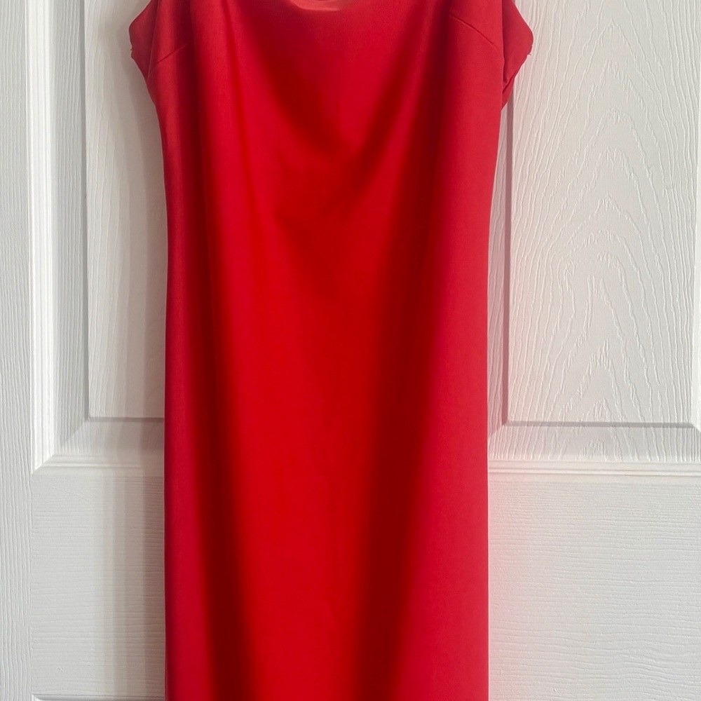 Absolutely Red Sheath Mini Dress Cowl Neck Sleeveless